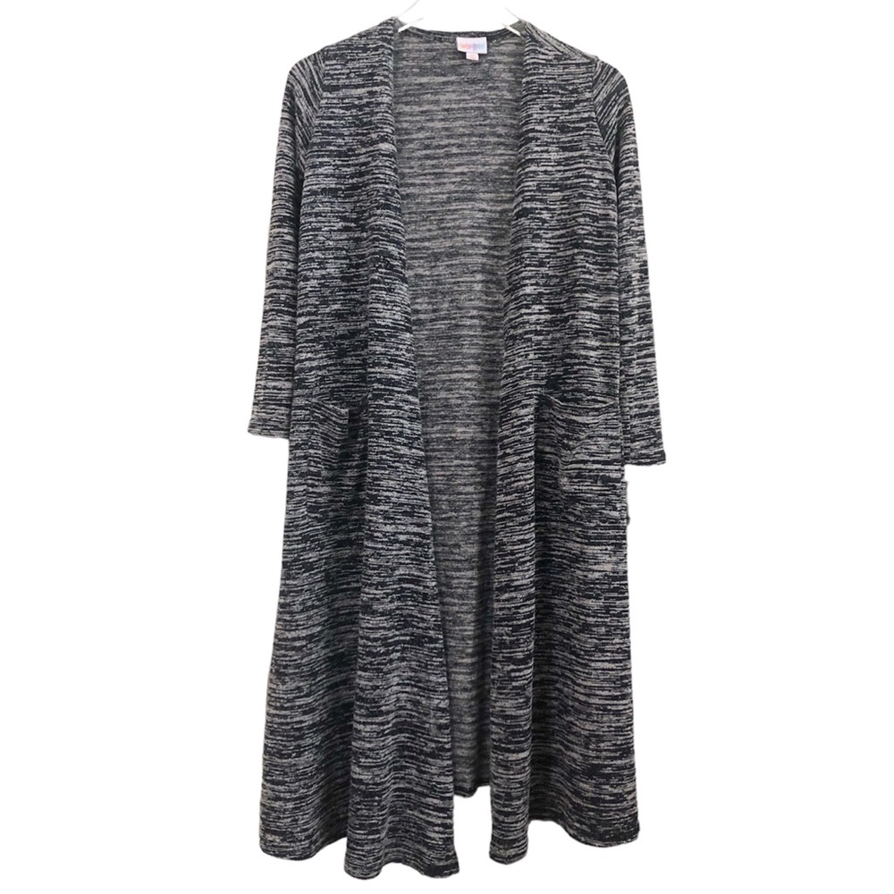 LuLaRoe | NWT Marled Black Gray Sarah Open Front Duster Cardigan XS
